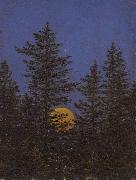 Aufgehender Vollmond hinter Tannen Carl Gustav Carus